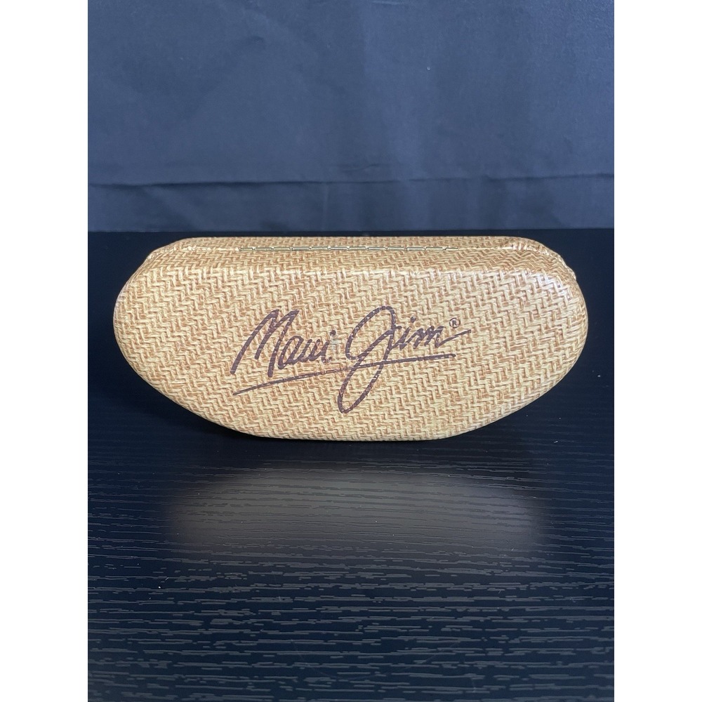 Maui Jim Sunglasses Hard Case Tan Woven Texture Clamshell Eyeglass Case